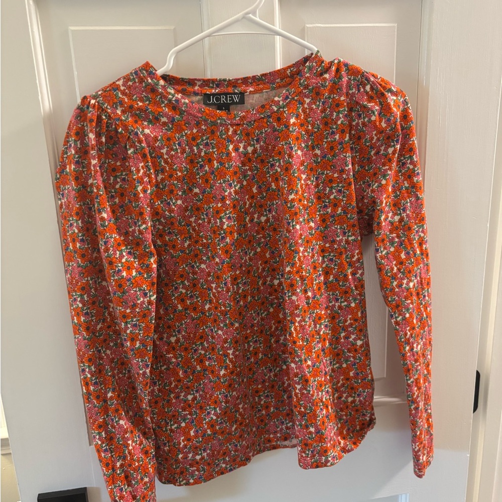 J.Crew Vibrant Floral Blouse - Red and Orange